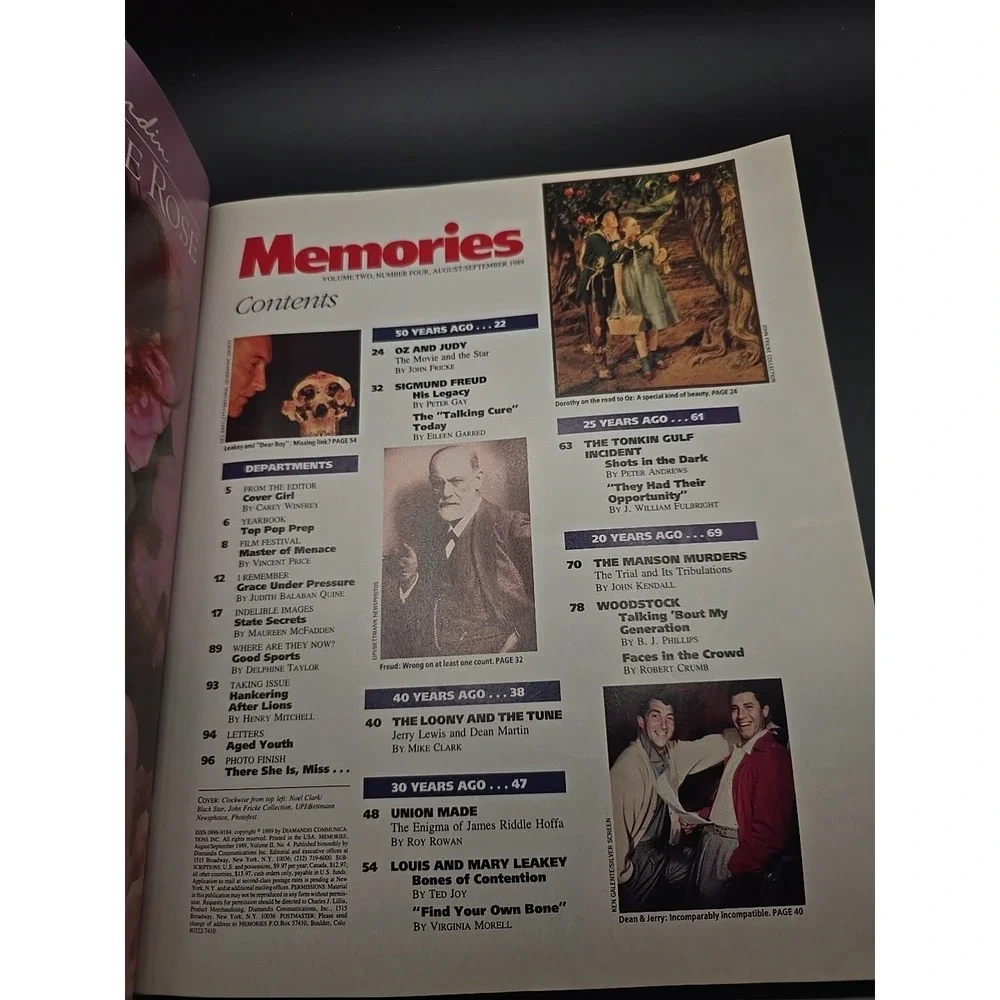 Memories Magazine August September 1989 Hoffa Garland Kelly Manson‎